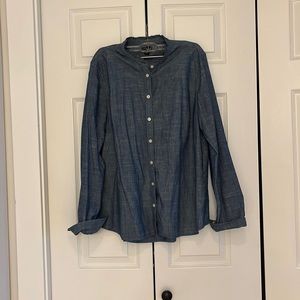 Women’s J. Crew Ruffled Chambray Button Up Shirt, Size M
